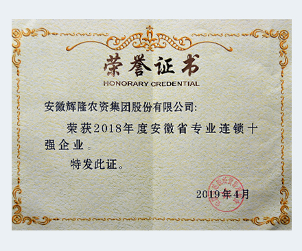 2018年度安徽省專業(yè)連鎖十強(qiáng)企業(yè)